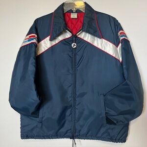 Vintage Chevrolet Puffer Jacket by Horizon Size L Navy Blue White & Red Nylon